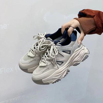 Обувь для папы, женская новая весенняя обувь, модная обувь на платформе с цветными блоками в стиле ретро, ​​женские повседневные кроссовки