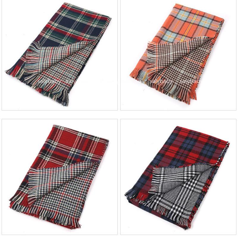 Korean Version Autumn and Winter Men's and Women's Thousand Bird Plaid Double-sided Scarf, Shawl, Scarf