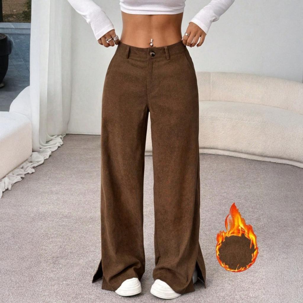Women's Corduroy Pants Casual Solid Color Corduroy Loose Straight Pants