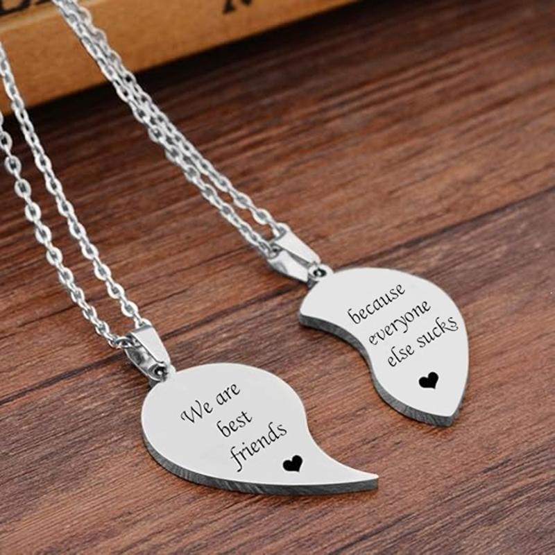 2 шт./компл. Мы лучшие друзья, потому что все остальные отстойные Ожерелье с подвеской-сердцем из нержавеющей стали, Ювелирные изделия дружбы, Подарки