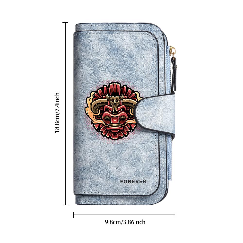 Stylish Tribal Pattern Long Wallet Portable PU Leather Card Holder Durable Daily Use Purse for Men Women