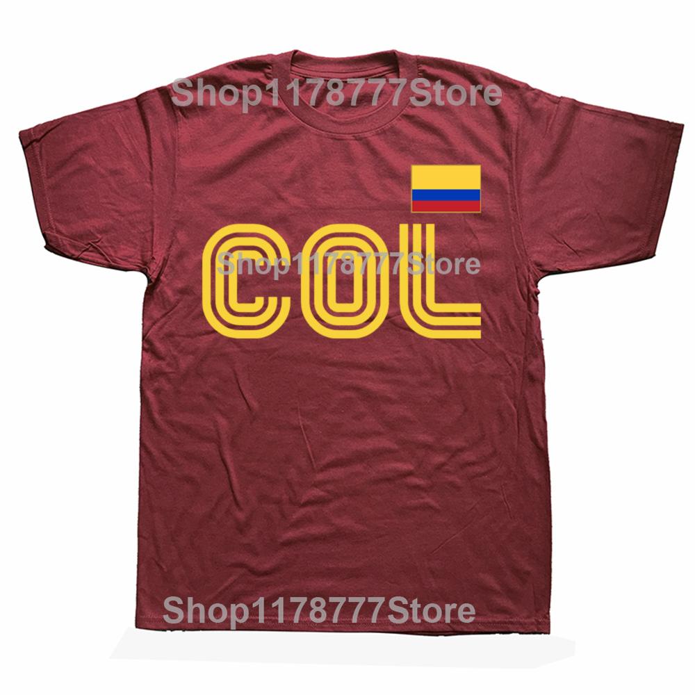 Funny Vintage Colombia Flag Retro International Country Colombian T-shirt Men Women Hip Hop Oversized 100% Cotton T-shirts