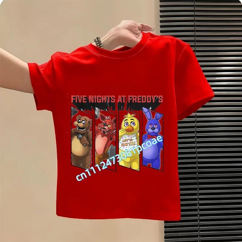 2026 Мультяшные детские футболки Five Nights At Freddys Графическая футболка FNAF Детские повседневные спортивные топы с коротким рукавом Детская одежда