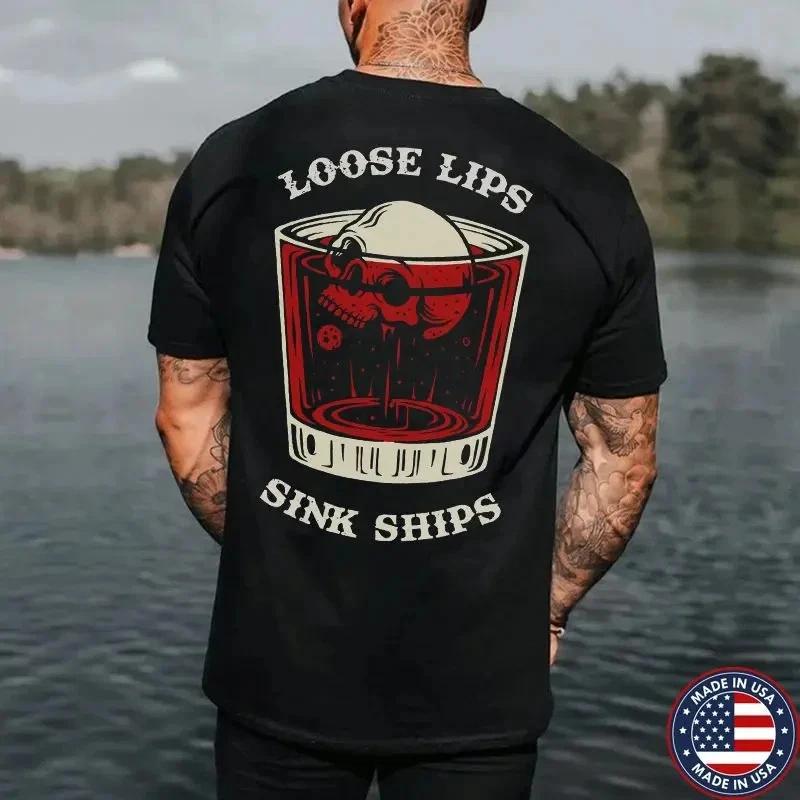 LOOSE LIPS SINK SHIPS Skull Liquor Print Men's T-shirt