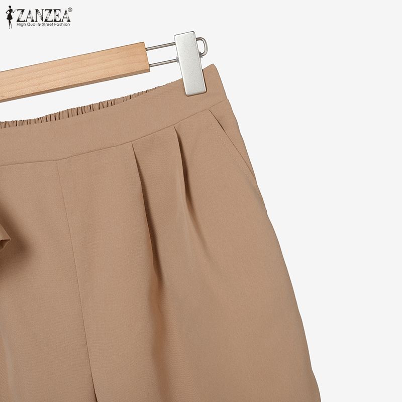 ZANZEA Женский повседневный костюм из двух частей с коротким рукавом и брюками