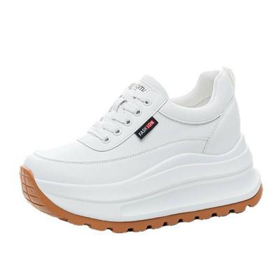 Модные кроссовки на каблуке 8 см из натуральной кожи, белые кроссовки на платформе для женщин, массивная платформа, женские кроссовки, новая модная обувь, танкетка