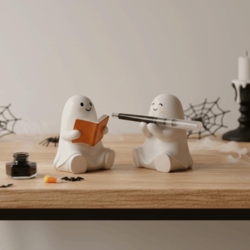 Compact Size Halloween Ornament Resin Material Spooky Pencil Stand Ghost Pen Holder Bedside Table