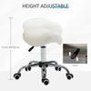Cosmetic Stool 360 degrees Rotate Height Adjustable Salon Massage Spa Chair Hydraulic Rolling Faux Leather Saddle Stool, Cream