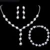 Popular Sparkling Rhinestone Pearl Bridal Accessories, Necklace Bracelet Earrings Set