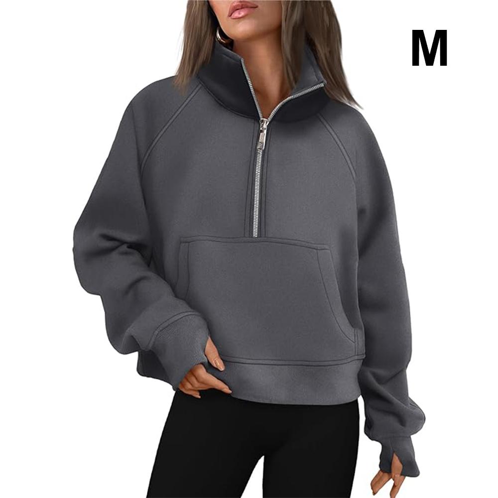 Женские толстовки на молнии, укороченный пуловер, флисовые толстовки на молнии на четверть, осенняя одежда, одежда с отверстием для большого пальца