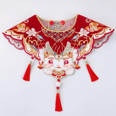 Аксессуары для домашних животных: Кот Ханьфу Облачный Воротник Красный для Праздника, Собака Древний Стиль Оборка с Маленькой Собачьей Галстуком-бабочкой.