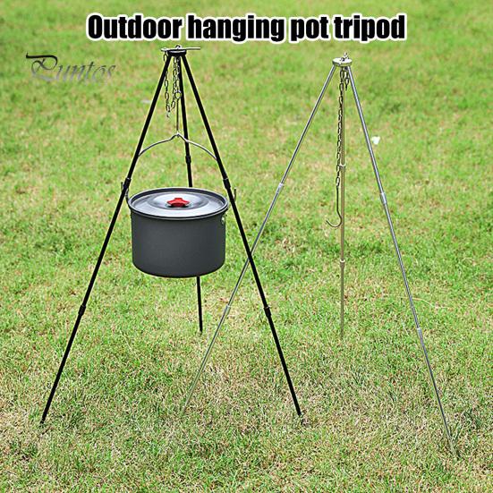 Кемпинговый штатив, набор подставок для приготовления пищи с регулируемой подвесной цепью, сверхмощный кронштейн для горшка из алюминиевого сплава с портативной сумкой для хранения, устойчивая к ржавчине подставка для