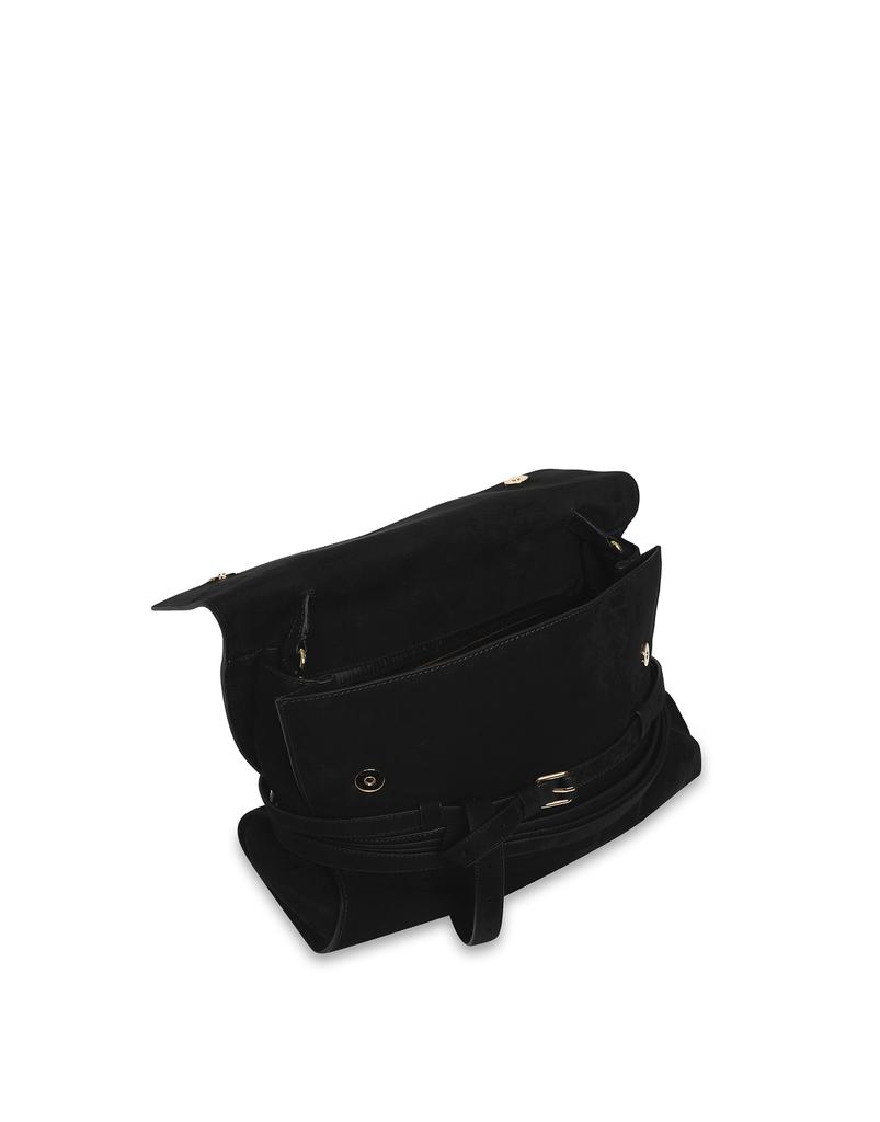 Moschino Tie Me Nubuck Medium Handbag Black