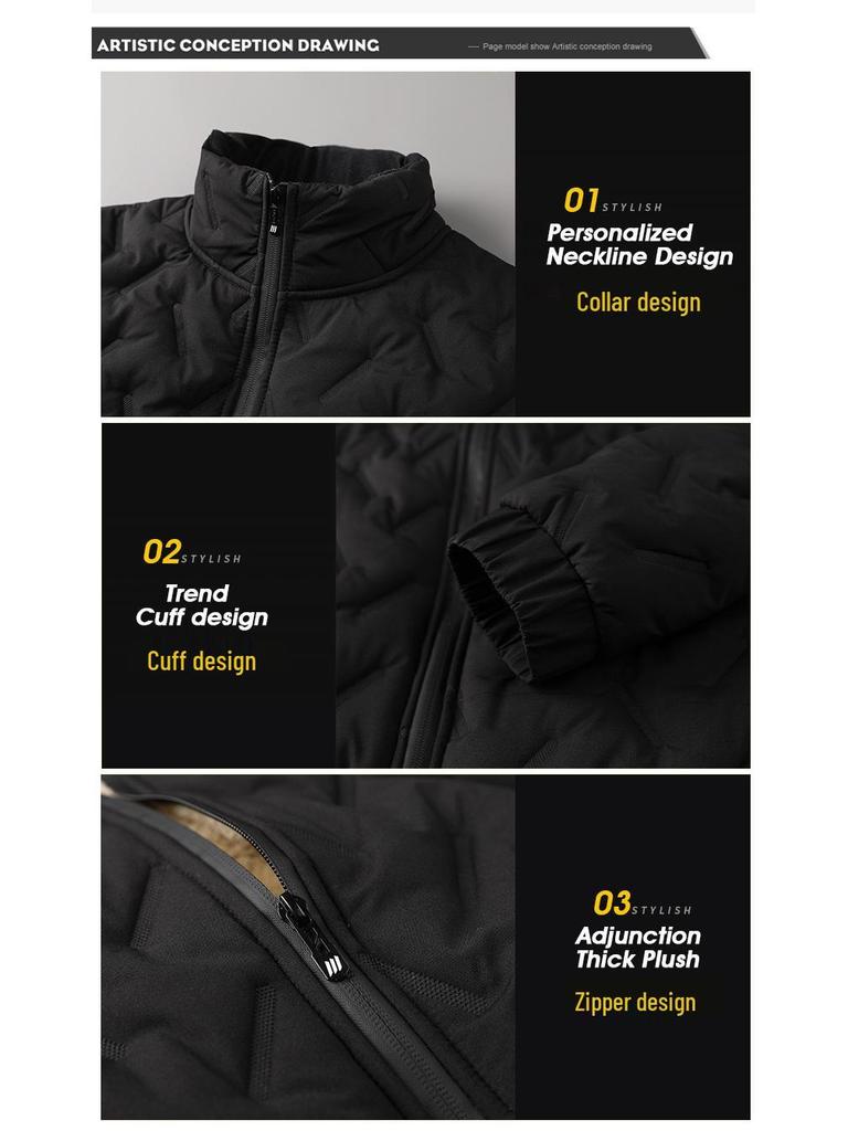 Men's Thick Winter Fleece Cotton Jacket - Large, Loose Fit