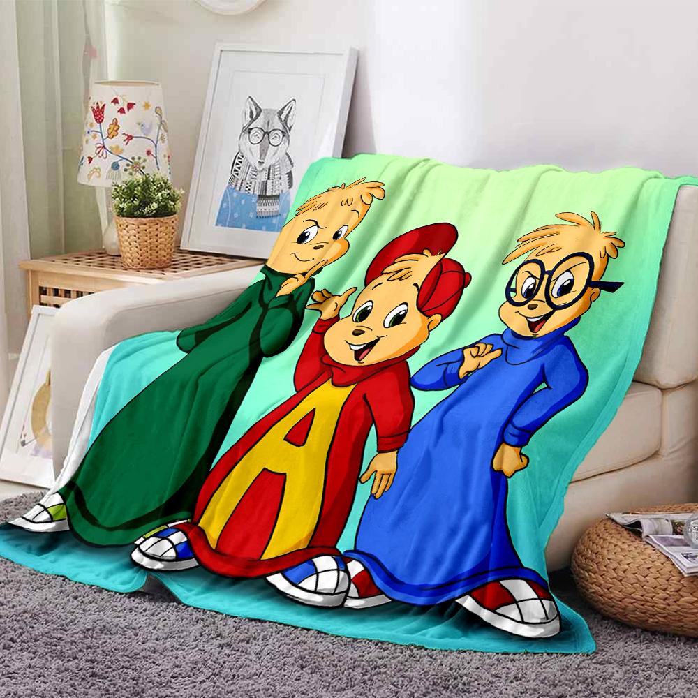 Alvin and the Chipmunks Theme Printed Blanket - Perfect for Couch, Bed, Travel & Outdoor Use | Machine Washable, Cozy & Durable.