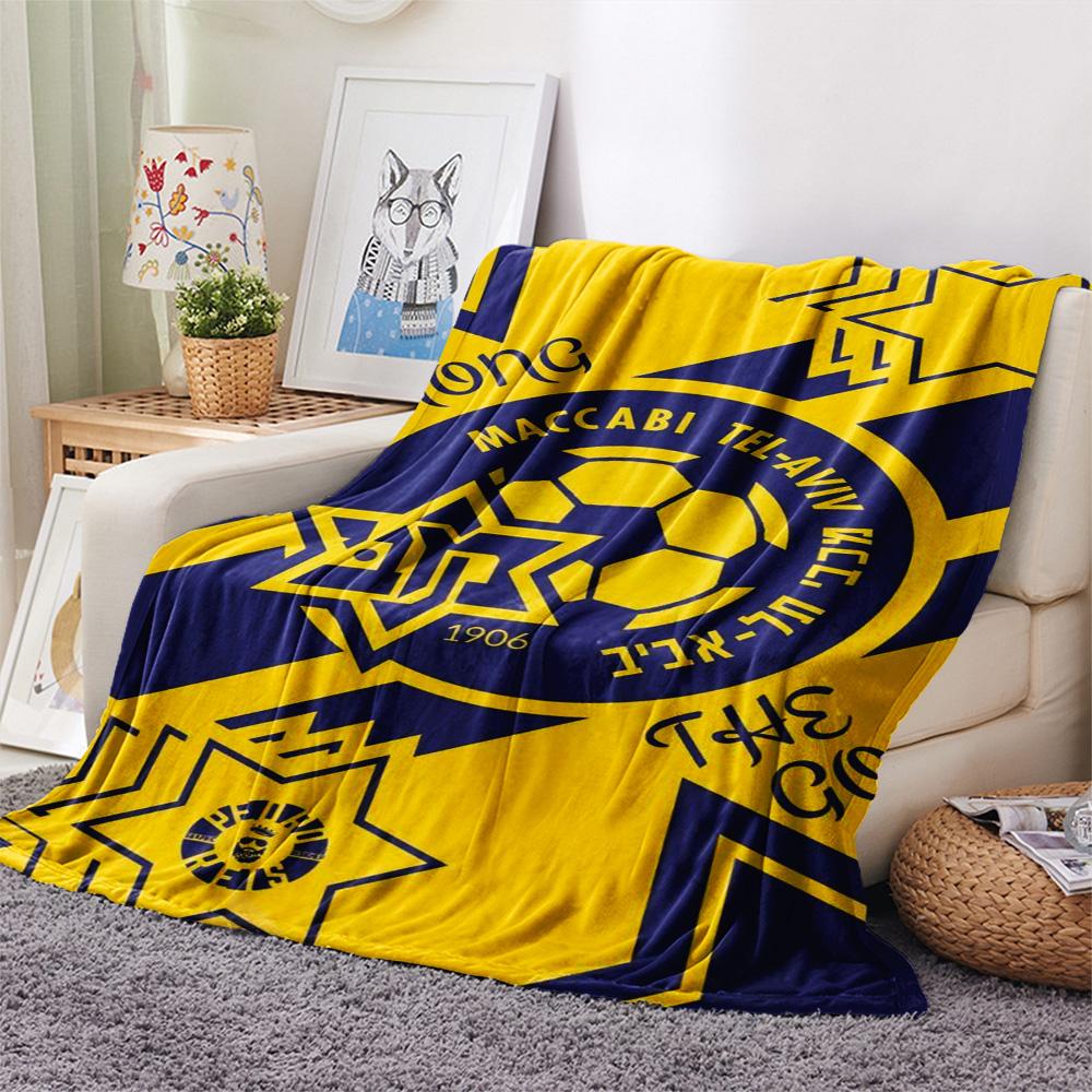 1Pc Maccabi Tel Aviv FC Print Flannel Blanket High Quality Warm Comfortable Cover for All Seasons Perfect for Gifts Home Decor