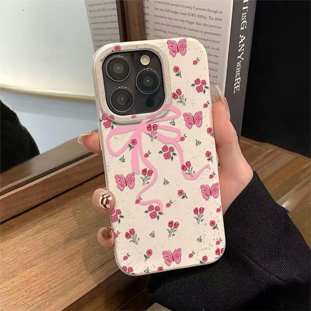 Розовый Бант Чехол для Телефона Подходит для IPhone 17 Pro Max Air 16 15 Plus 14 13 12 11 Чехол Обложка Funda Для IPhone 16 15 14 Plus