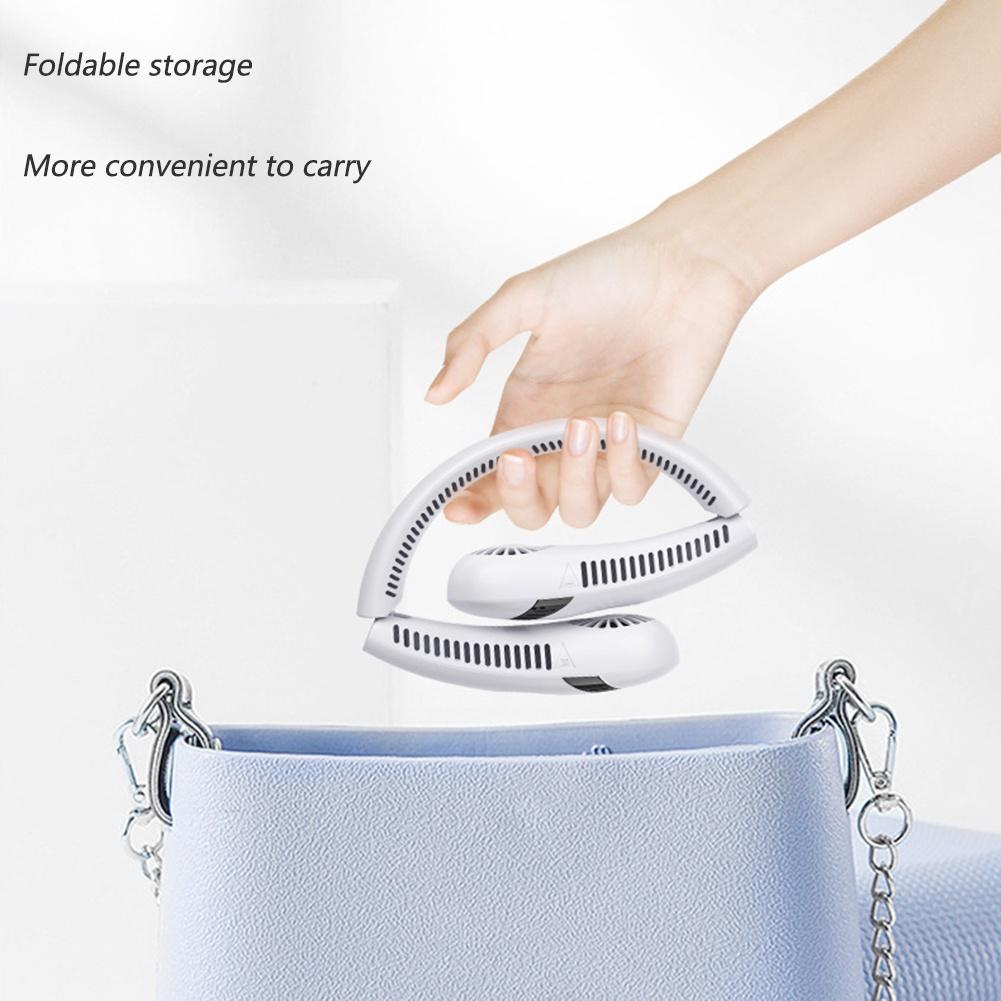 Безлистный подвесной шейный вентилятор, 3000 мАч, 360-градусный вентилятор, USB перезаряжаемый мини-вентилятор охлаждения, портативный складной спортивный подвесной шейный вентилятор