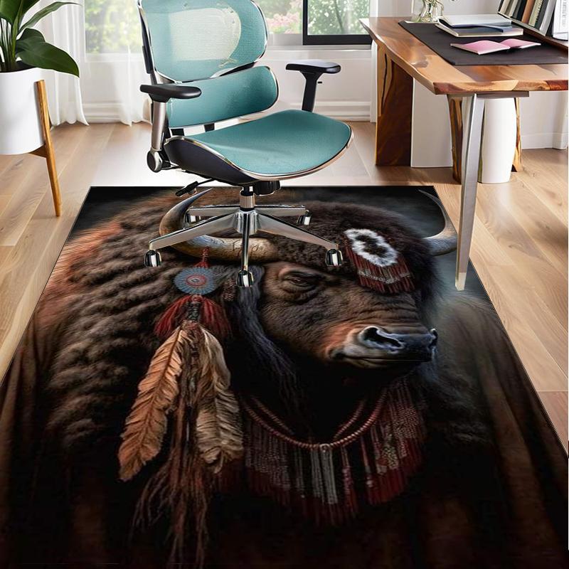 Cow In Flower Field Office Rug Chair Mat, Entryway Carpet, Suitable for Front Door, Bedroom, Living Room, Desk, Holiday Gift