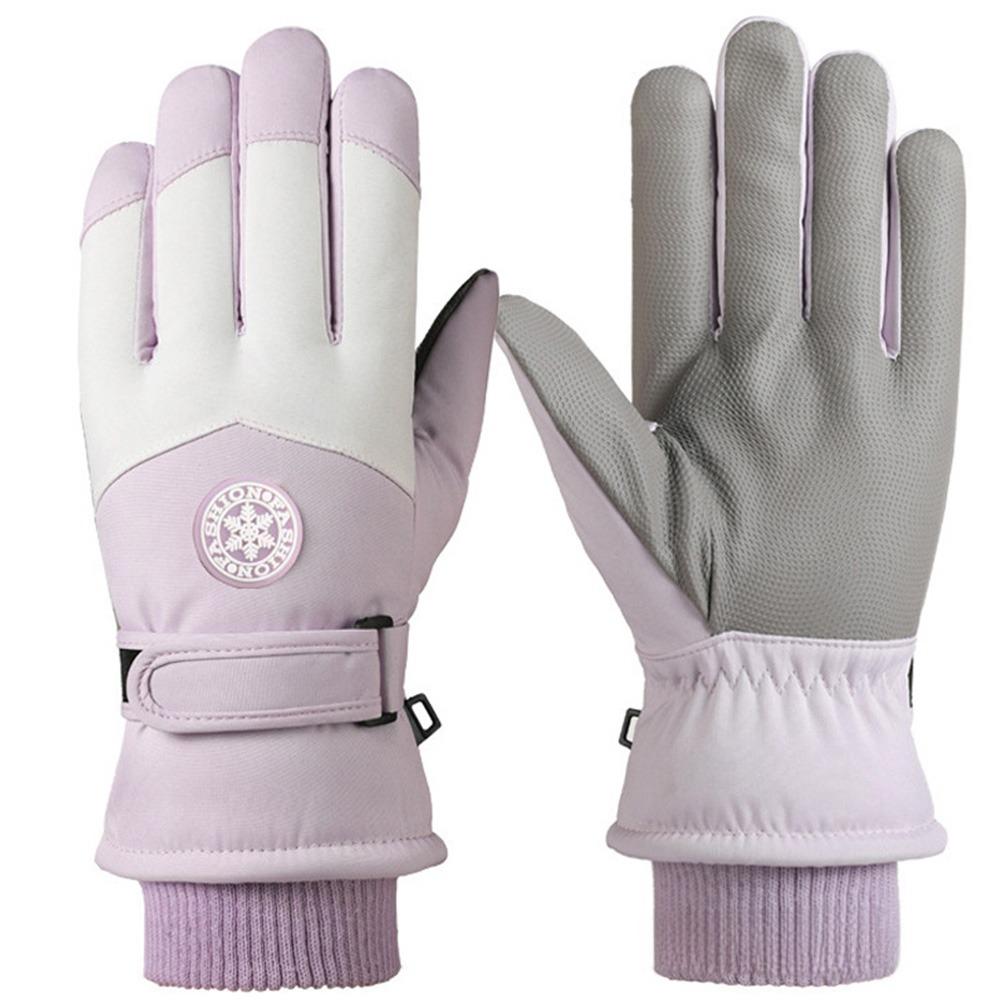 PU Leather Winter Cycling Gloves Fleece Lining Non-Slip Gloves Waterproof Gloves For Women Man