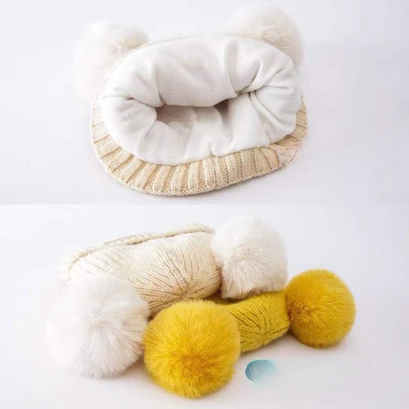 Вязаная шапочка для новорожденных из пряжи с хлопковой подкладкой для тепла и утолщенной фетальной шапочкой