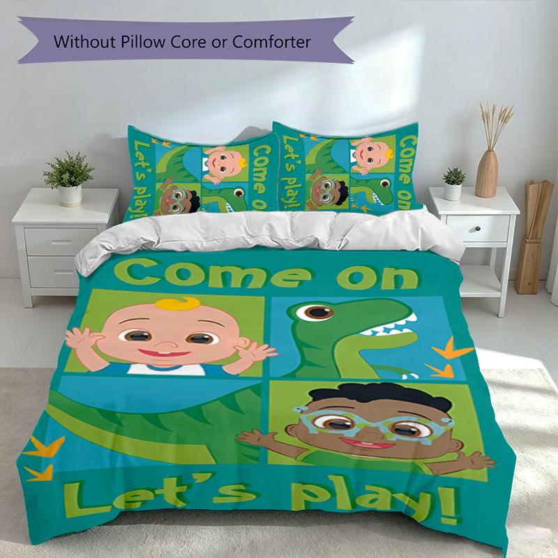 3pcs Jay Franco Cocomelon Duvet Cover Set, Includes 1 Duvet Cover and 2 Pillowcases,Skin-Friendly&Comfortable Fabric,Suitable Bedding Sets