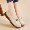 Large Size Women's Shoes Spring New Beanie Shoes One-foot Loafers Flat Versatile Lazy Shoes Soft Cowhide Mother's Shoes