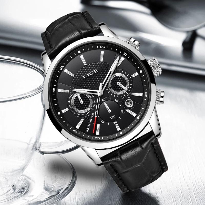 2022 LIGE мужские часы лучший бренд класса люкс повседневные кожаные кварцевые мужские часы деловые часы мужские спортивные водонепроницаемые хронограф с датой