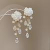 Серьги-кисточки из жемчуга 'Серебряная игла': Ретро цветочный дизайн, милая личность, роскошные серьги-гвоздики для женщин