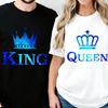 Графика Король Королева Корона Парные Совпадающие Футболки Винтажный Стиль Звездного Неба Женские Мужские Футболки Ко Дню Святого Валентина Модные Футболки для Влюбленных