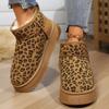 Fashion Women Leopard Platform Flats Snow Ankle Boots Fur Warm Shoes Winter 2025 Trend Cozy Short Plush Casual Boots Cotton Botas Mujer