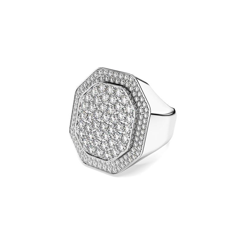 Swarovski Коктейльное кольцо-заявление Dextera Восьмиугольник Белый Кристалл Посеребренное Серебро 62
