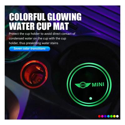 Для MINI Подставка под дно подстаканника 7 цветов светящаяся светодиодная подставка Cooper One S JCW Countryman R56 R50 R53 R55 F56 F55