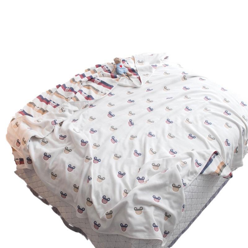 Мультяшное полностью хлопковое марлевое одеяло с 60 нитями, одинарное и двойное одеяло с кондиционером, летнее прохладное одеяло, универсальное всесезонное одеяло для обеда