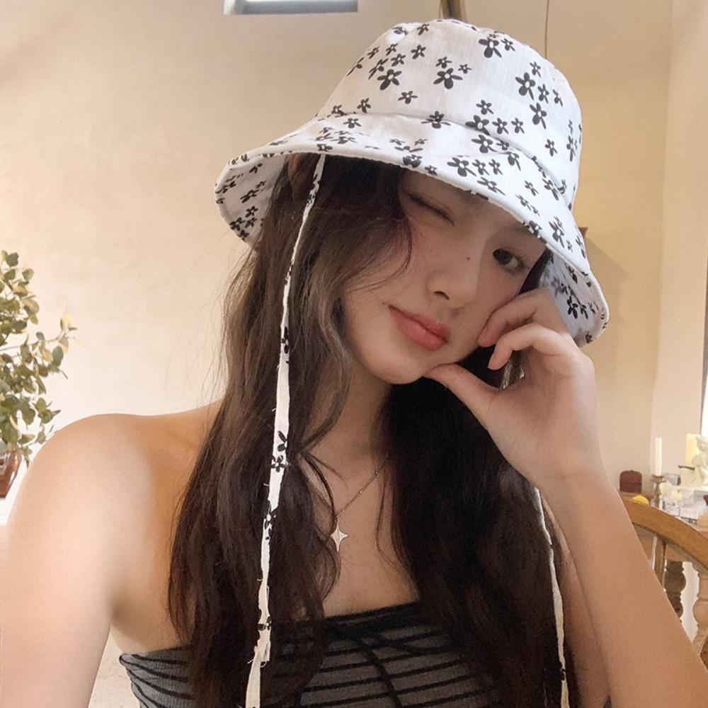 Adjustable Fisherman Hat Broken Flowers Sunshade Hat Sweet Women Sunscreen Hat Outdoor