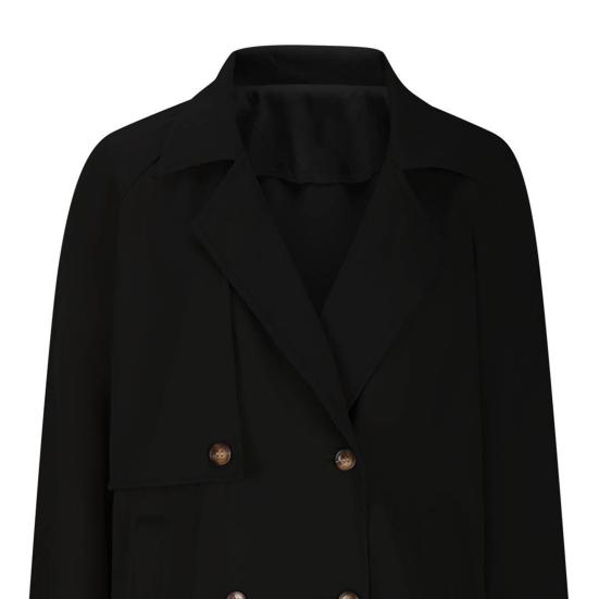 Женский укороченный тренч, повседневная куртка с длинными рукавами, двубортная, с лацканами