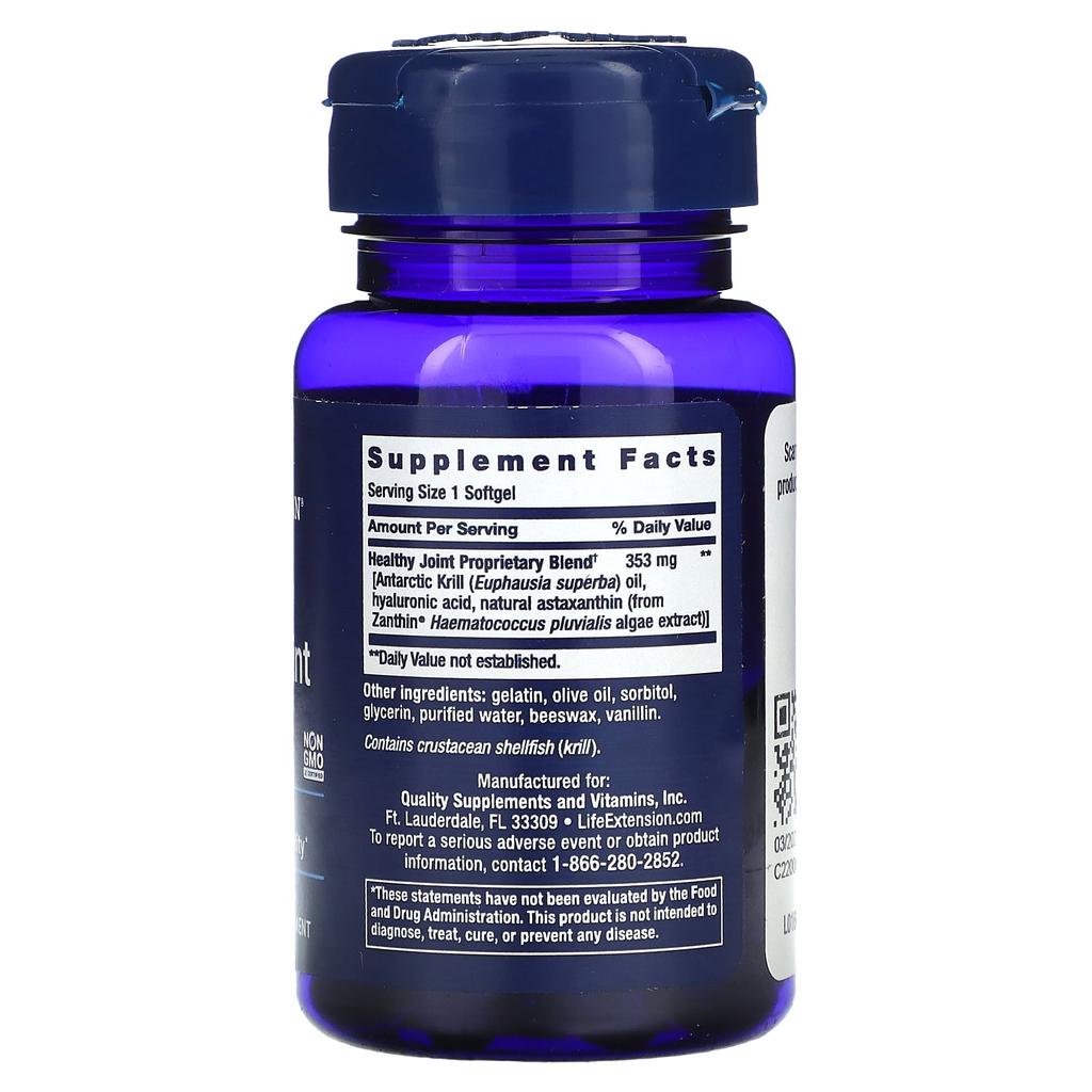 Life Extension Krill Healthy Joint Formula, 30 Softgels