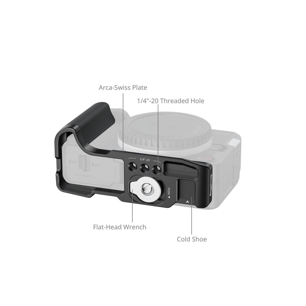 SmallRig R50 V Plate Compatible with Canon Arca Compatible Quick Release Plate Lightweight Ribbed Side Handle Cold Shoe Mount Screw Hole Supports