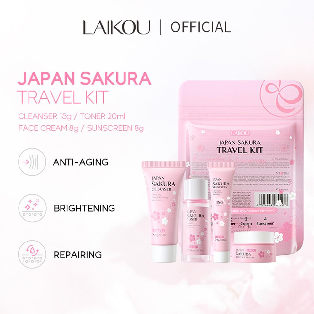 Наборы ухода за кожей Sakura Наборы с очищающим средством, сывороткой, кремом для век, эссенцией-кремом Косметические средства для женщин Подарочные наборы Набор для путешествий