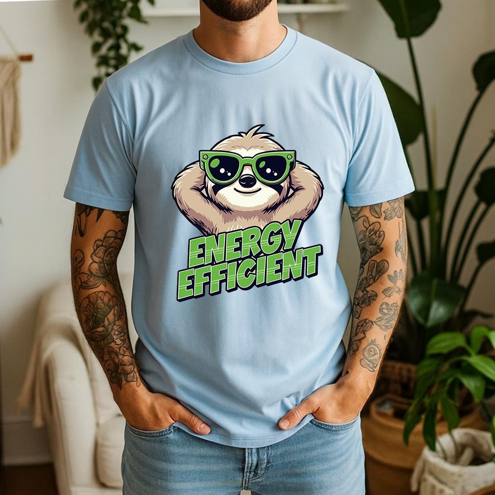 New Summer 100 Pure Cotton TShirt Energy Efficient Sloth Cartoon Style Street Cool Casual Tee Breathable Short Sleeve