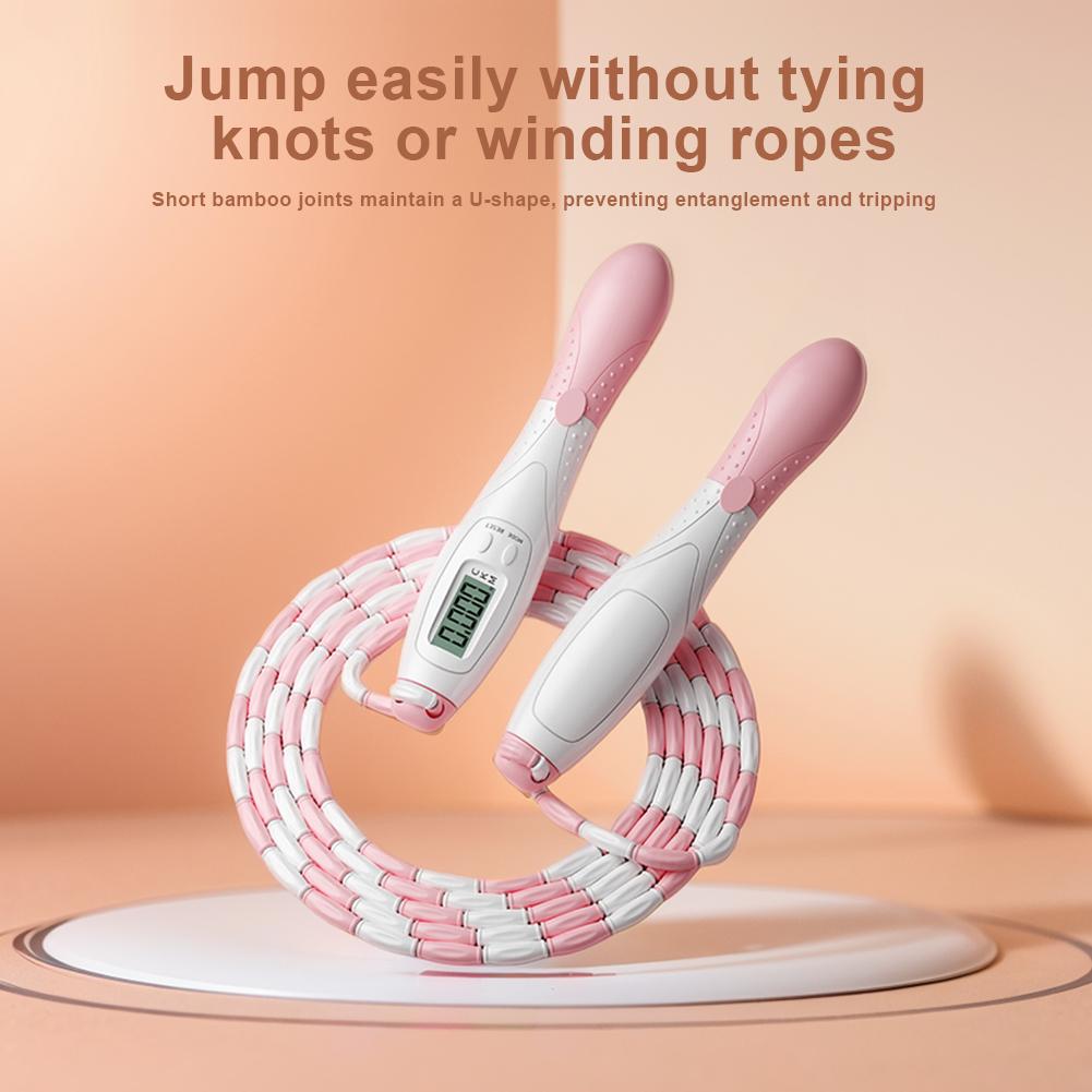 Beaded Jump Rope Skipping Rope with Counter Jump Rope Adjustable Length Soft Beaded Skipping Rope for Gym Fitness Exercise