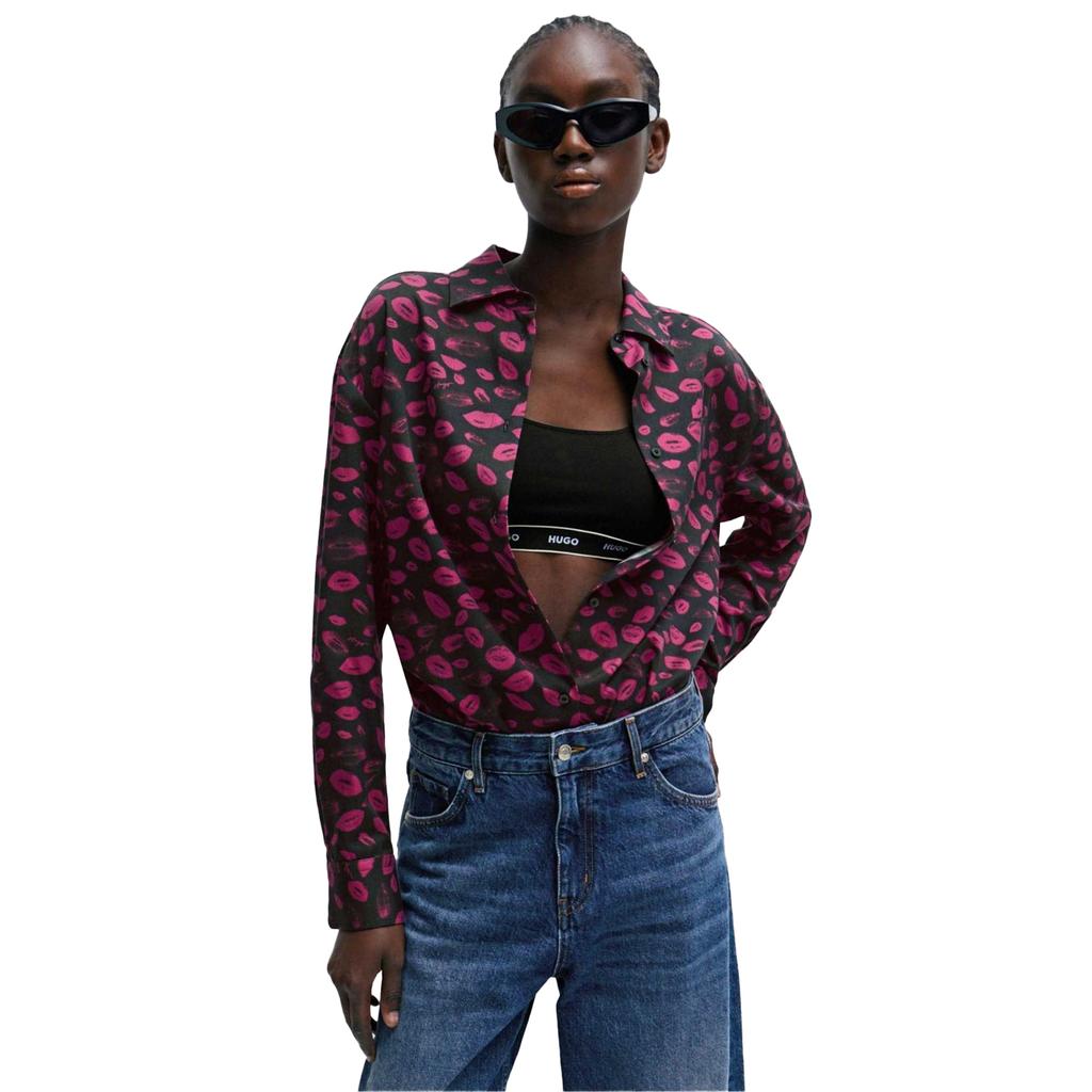 Hugo Женская/Дамская Блуза Свободного Покроя в Стиле Бойфренд