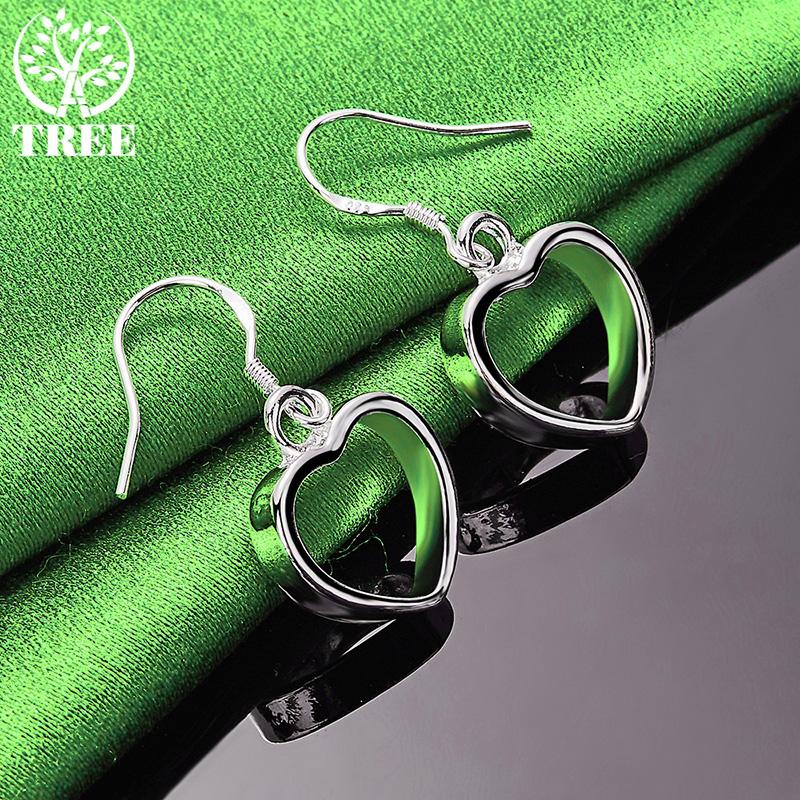 Noble Jewelry 925 Sterling Silver Hollow Heart Drop Earrings For Women Romantic Valentine's Day Wedding Party Gifts Accessories