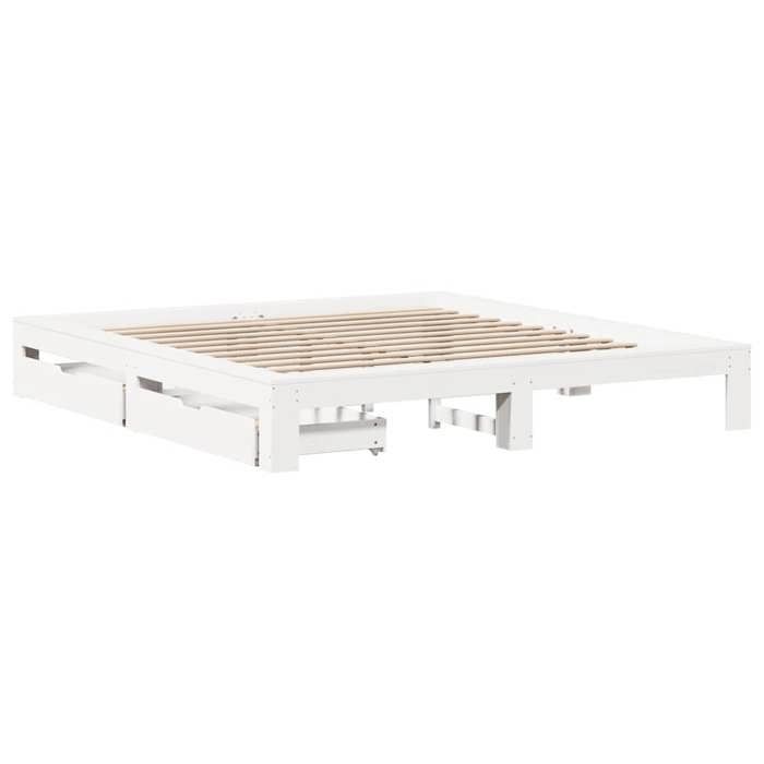 VidaXL Cadre de lit sans matelas blanc 180x200 cm bois massif de pin, sommier, cadre de lit double, cadre de lit en bois 3308991