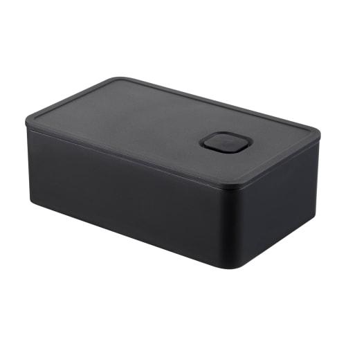 Yamazaki Tower One-Push Seal Valve Lunch Box, Black, Approx. 14.7 X 9.2 X 5cm, Dishwasher and Microwave Safe, Product Number 4824