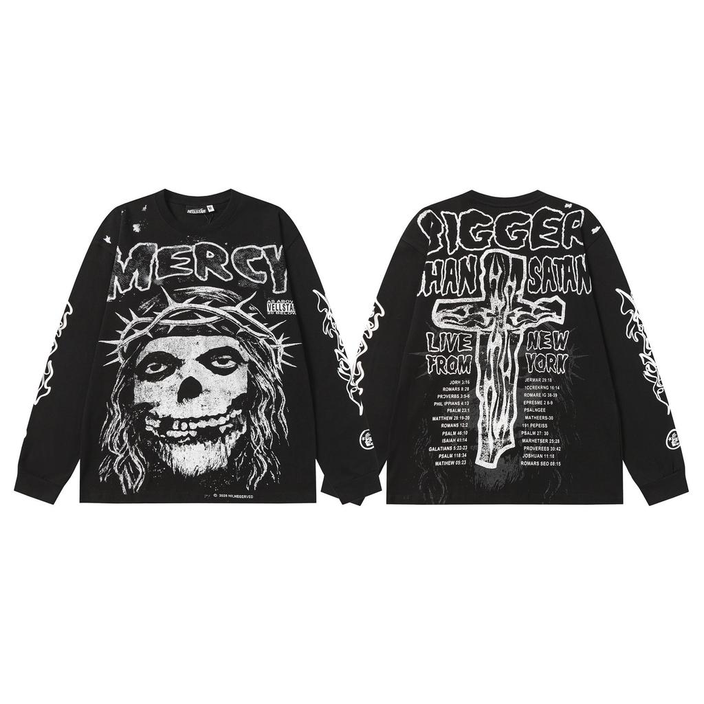 Кросс 2025 Hellstar Модный Уличный Свободный Худи с Длинным Рукавом для Мужчин и Женщин – Осенняя Одежда