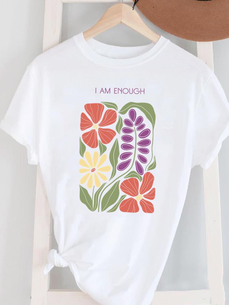 (Азиатский размер) Женский топ с коротким рукавом T Женский принт Мода для леди O-образный вырез перо трендовый стиль Повседневная одежда Графическая футболка Футболки