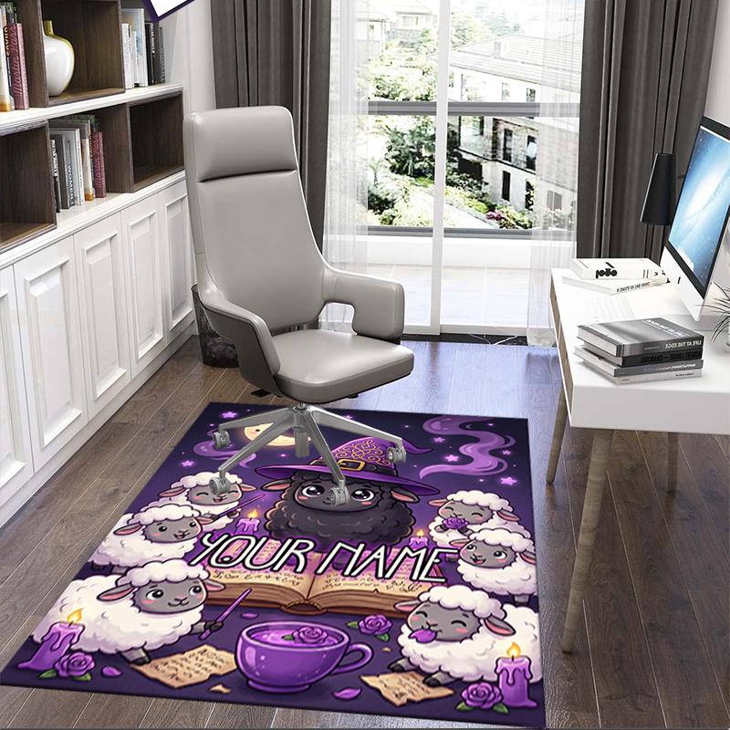 1PC Custom Name Witchcraft Sheep Magic Theme Floor Mat Ideal for Living Room, Game Rooms, Office, Bedroom, Office Floor Mat , Floor Mats for Home