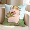 Cute and Lazy LLuLu Cartoon Pig  Pillow Case Square DoubleSided Sofa Cushion Cover Bedroom Bedside Pillow