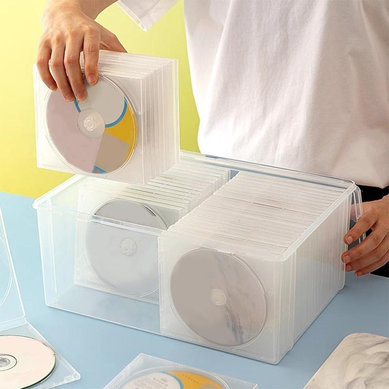 Прозрачный и пыленепроницаемый ящик для хранения компакт-дисков, домашний ящик для хранения DVD-дисков, компакт-дисков, комиксов, ящики для хранения, полки с защелкивающейся крышкой